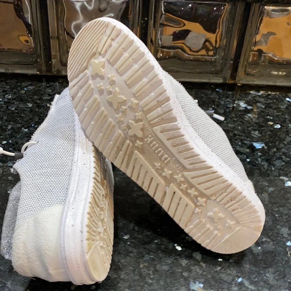 Hey Dude Wendy Women's White Knit Moccasins Stone White Size 9 - Picture 9 of 10